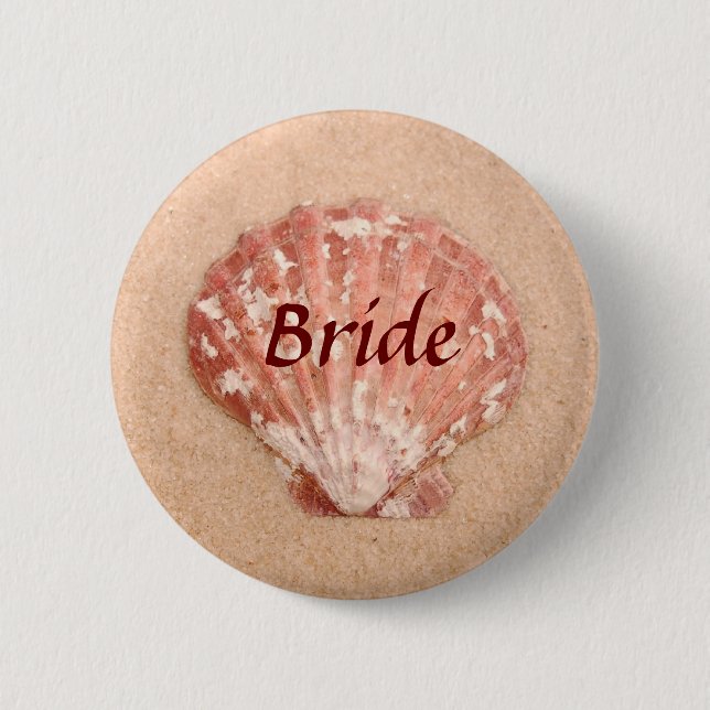 Strand-Hochzeits-Braut-Knopf Button (Vorderseite)