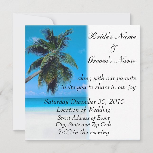 Strand-Hochzeits-Einladung Einladung (Vorderseite)