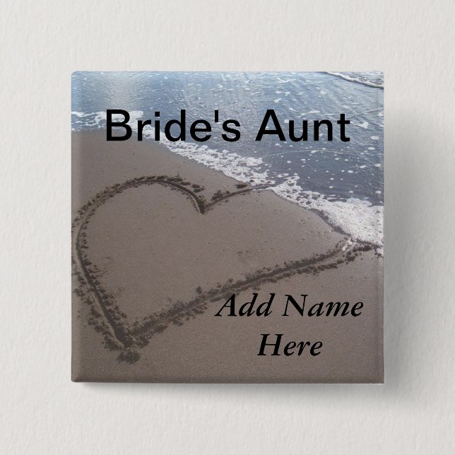 Strand-Hochzeits-Knopf Tanten-Of The Bride Button (Vorderseite)