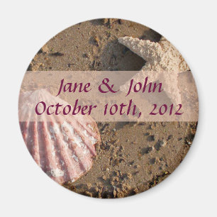 Strand-Hochzeits-Save the Date SeeMuschel-Magnet Magnet