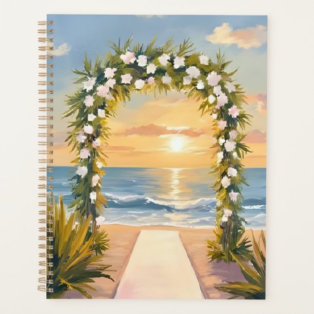Strand-Hochzeitsbogen-Blumen-Wasserfarbe Planer (Vorderseite)