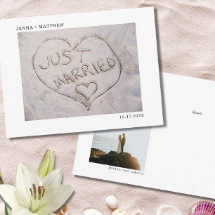 Strand Hochzeitsfoto-Ankündigung  Ankündigungspostkarte