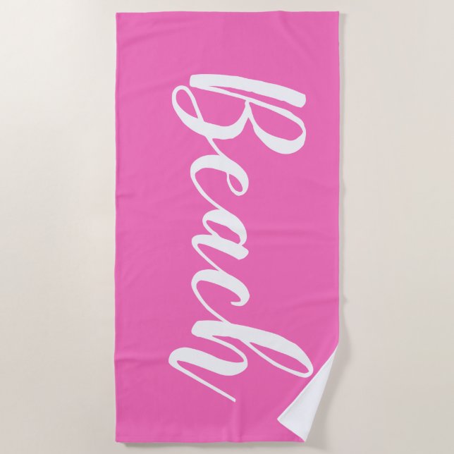 Strand Hot Pink White Strandtuch (Vorderseite)