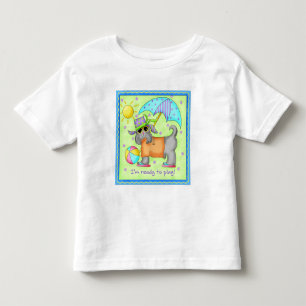 Strand-Hundelaunische Kunst grün-blau Kleinkind T-shirt