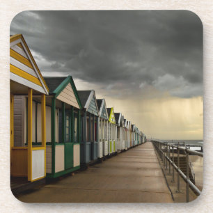 Strand-Hütten in einem Sommer-Sturm Southwold Untersetzer