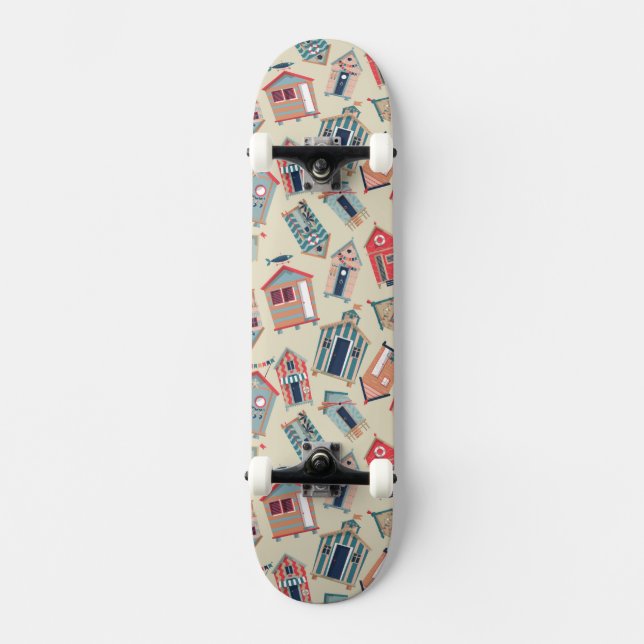 Strand-Hütten-Muster Skateboard (Vorderseite)