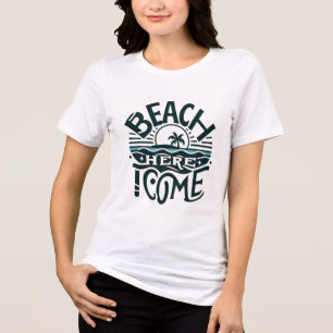 Strand Ich komme Sonnenuntergang & Palme Insel Tri-Blend Shirt