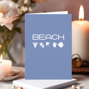 Strand Icons Meereslebewesen Mono Dunkel Leer Karte