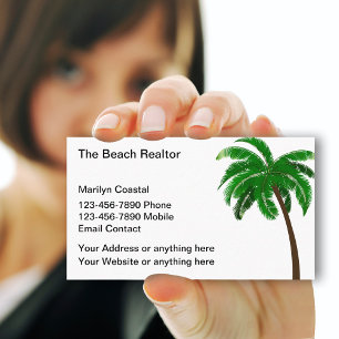 Strand-Immobilienmakler Palmen-Thema Visitenkarte