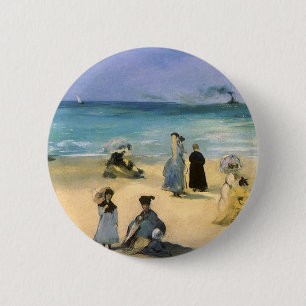 Strand in Boulogne bei Edouard Manet, Vintage Kuns Button