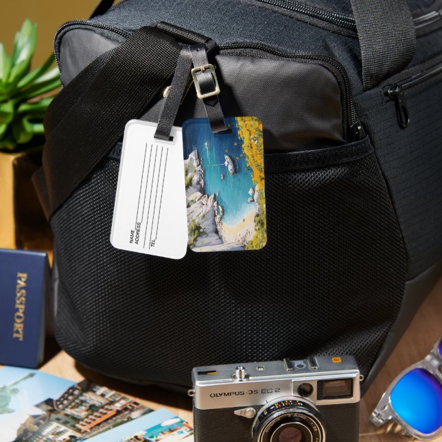 Strand in Griechenland Gepäckmarke Gepäckanhänger (Vorderseite & Rückseite)