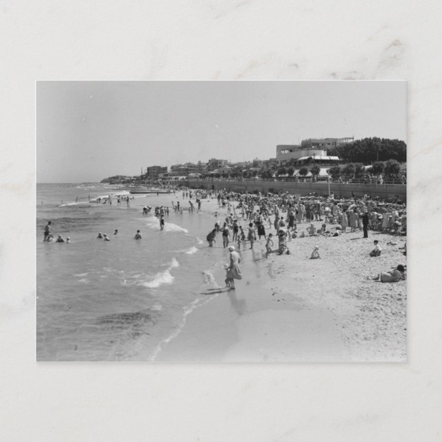 Strand in Tel Aviv in den 30er Jahren Postkarte (Vorderseite)