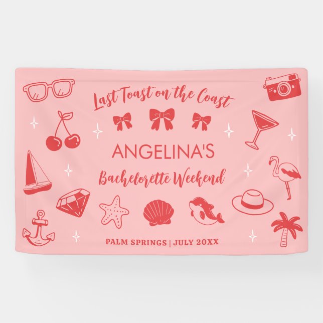 Strand Junggeselinnen-Abschied Coastal Doodle Banner (Horizontal)