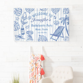 Strand JUNGGESELLIN Whimsical Blaue Flagge Banner