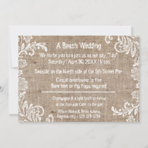 Strand Jute & Spitze - Hochzeitseinladung Einladung
