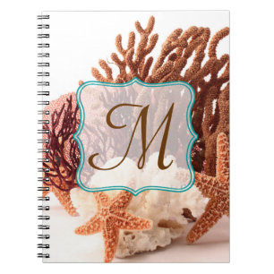 Strand Korallen Stern Fisch Monogramm Anfangs Noti Notizblock