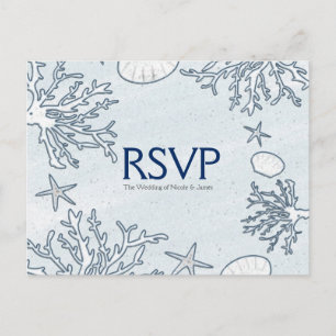 Strand Korallenriff Meeresschnecke & Seestern RSVP Einladungspostkarte