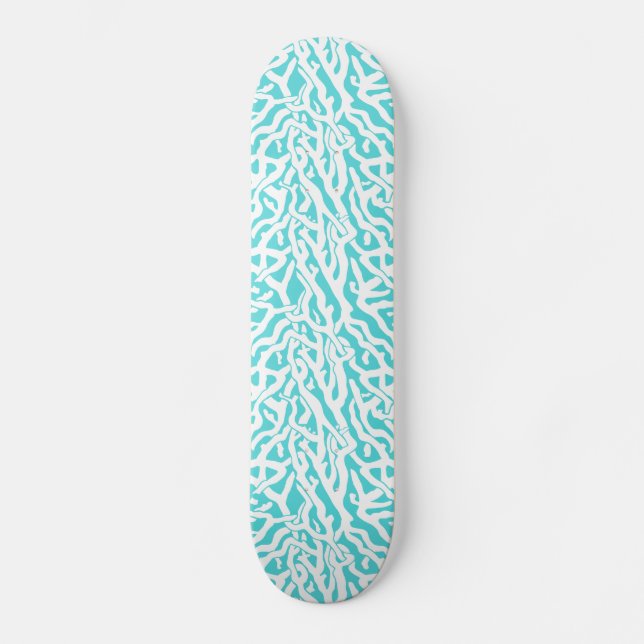 Strand-Korallenriff-Muster-weißes Skateboard (Vorderseite)