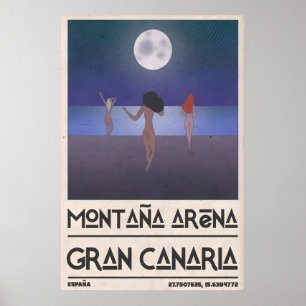 Strand-Kunstposter - Drei Figuren gehen auf den Mo Poster