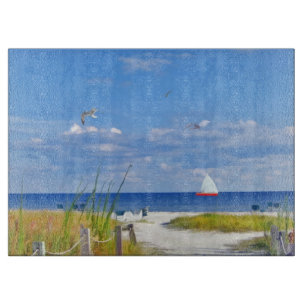 Strand, Küste und Vögel Schneidebrett