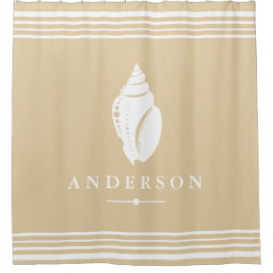 Strand Küste White Seashell PERSONALISIERT Duschvorhang