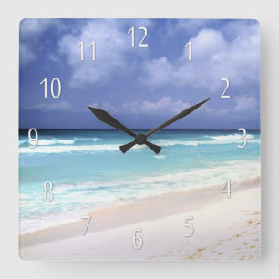 Strand-Leben-Meerblick-Uhr Quadratische Wanduhr