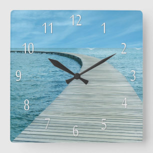 Strand-Leben-Meerblick-Wanduhr Quadratische Wanduhr
