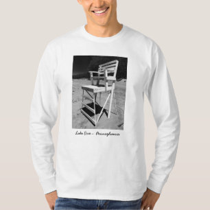 Strand-Leibwächter-Stuhl-Schwarzweiss-Foto-T-Shir T-Shirt