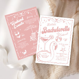 Strand Letzter Toast Pink Bachelorette Wochenende Einladung
