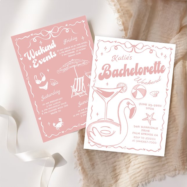 Strand Letzter Toast Pink Bachelorette Wochenende Einladung (Von Creator hochgeladen)