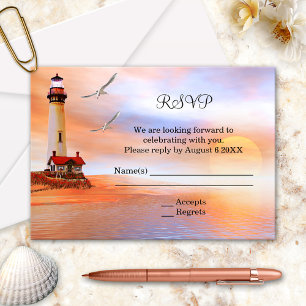 Strand Leuchtturm Hochzeit Beilage RSVP Einladung