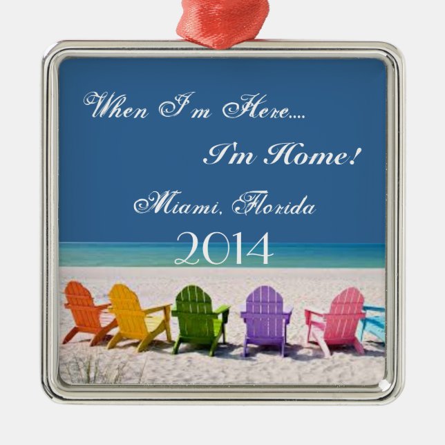 STRAND-LIEBHABER-GESCHENK-VERZIERUNG MIAMIS, SILBERNES ORNAMENT (Vorne)
