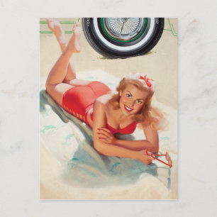 Strand Mädchen Pin Up Postkarte