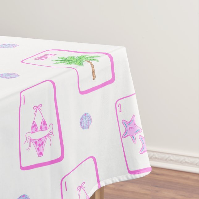 Strand Mahjong Bikini Seestern Palme Küste Tischdecke (Beispiel)