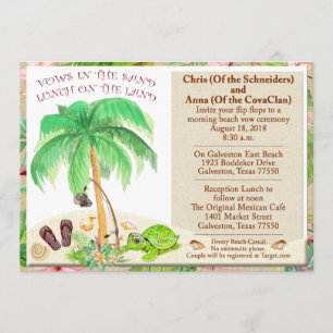 Strand Meer Muschel Palme Meer Florale Hochzeit Einladung