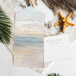 Strand Meer Sonnenaufgang Hochzeit All In One Einladung