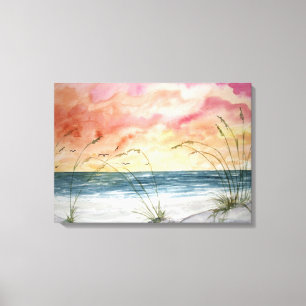 Strand-Meerblick-Aquarellmalerei Leinwanddruck