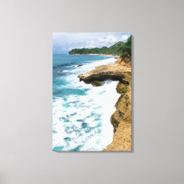 Strand Meeresklippe Welle Schaum Landschaftsfoto Leinwanddruck