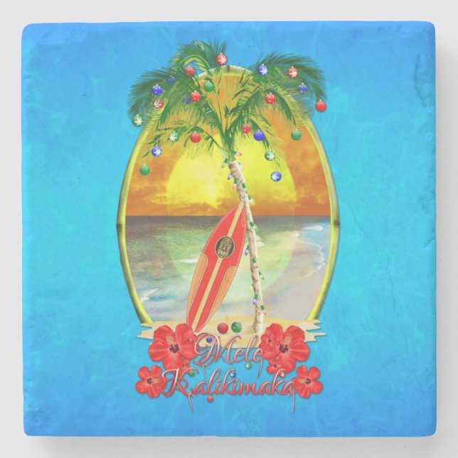 Strand Mele Kalikimaka Steinuntersetzer (Vorderseite)