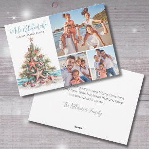 Strand Mele Kalikimaka Weihnachts Familienfoto Feiertagskarte