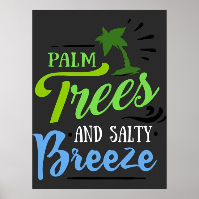 Strand mit alten Palmen Poster (Vorne)