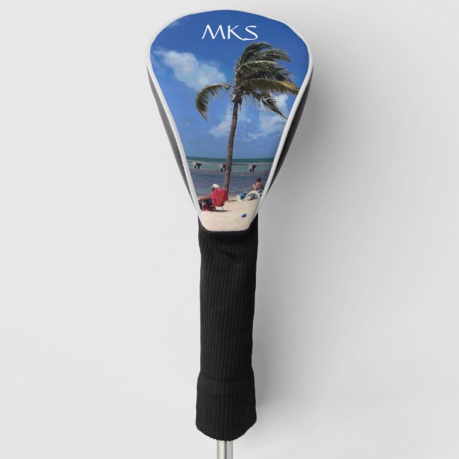 Strand mit Coconut Palm Monogram Golf Head Cover Headcover (Vorderseite)