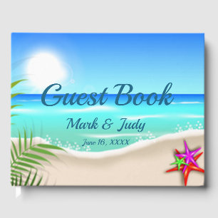 Strand mit farbenfrohen Starfish Gästebuch