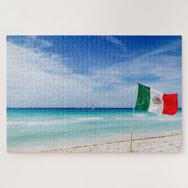 Strand mit mexikanischer Flagge (Horizontal)
