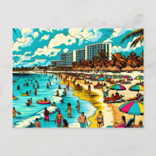 Strand mit Pop Art Vibe Postkarte