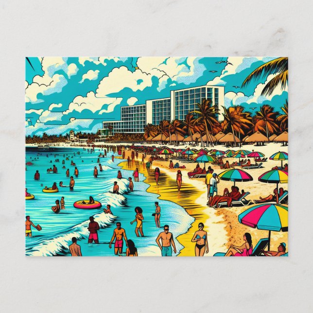 Strand mit Pop Art Vibe Postkarte (Vorderseite)