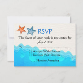 Strand mit RSVP für Hochzeiten von Starfish Karte