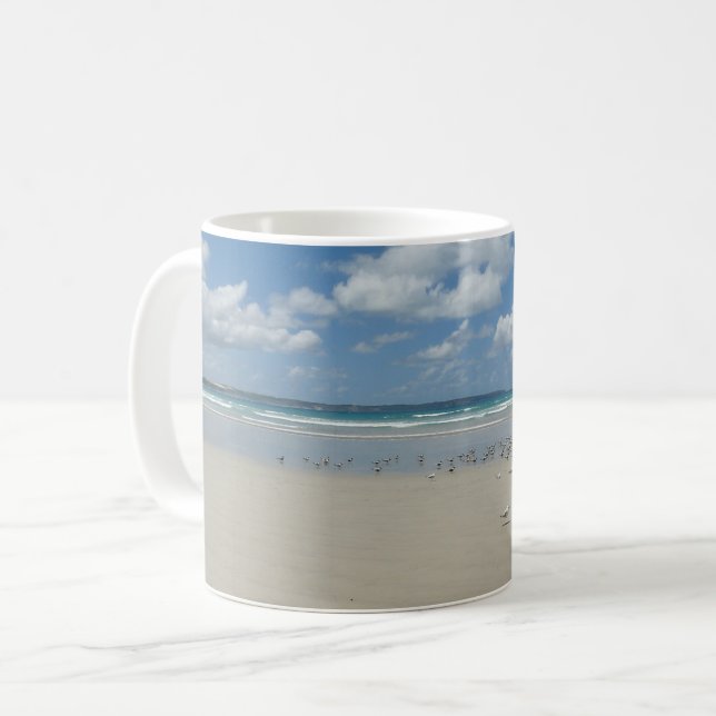 Strand mit Seaguls Kaffeetasse (Vorderseite Links)