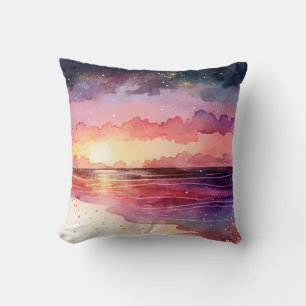 Strand mit Sonnenuntergang Kissen