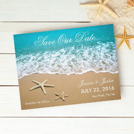 Strand mit Starfish Save the Date Karte